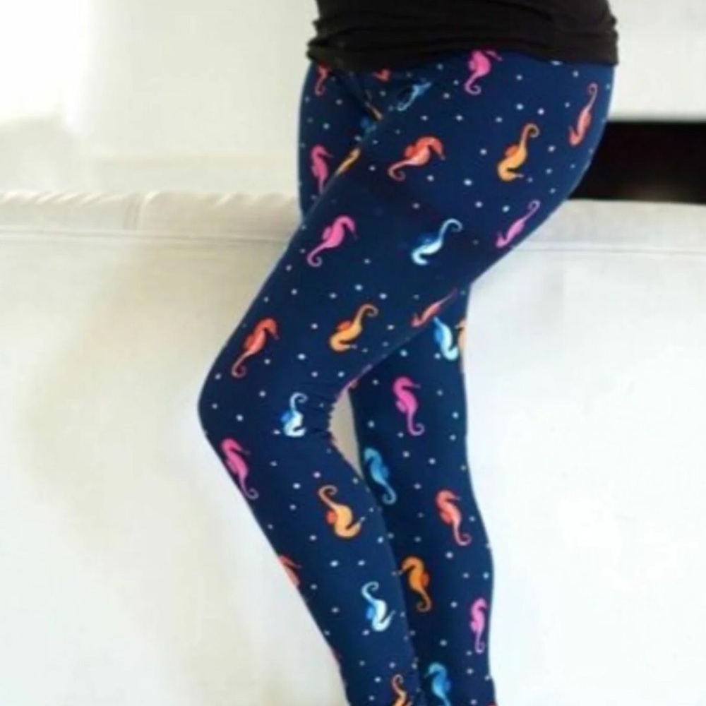 NEW Women's Seahorse Blue Leggings OS & TC - Picture 4 of 4